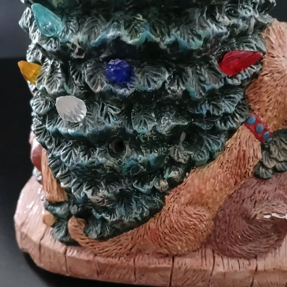 Vintage Wee Crafts Ceramic Light Up Santa & Christmas Tree Toy Bag Figurine